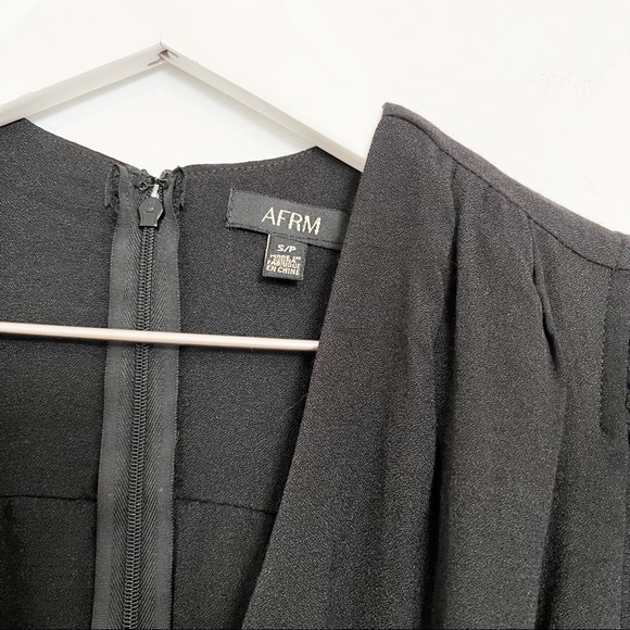 AFRM x REVOLVE avalon puff sleeve deep v-neck mini dress cocktail black small - Picture 7 of 12